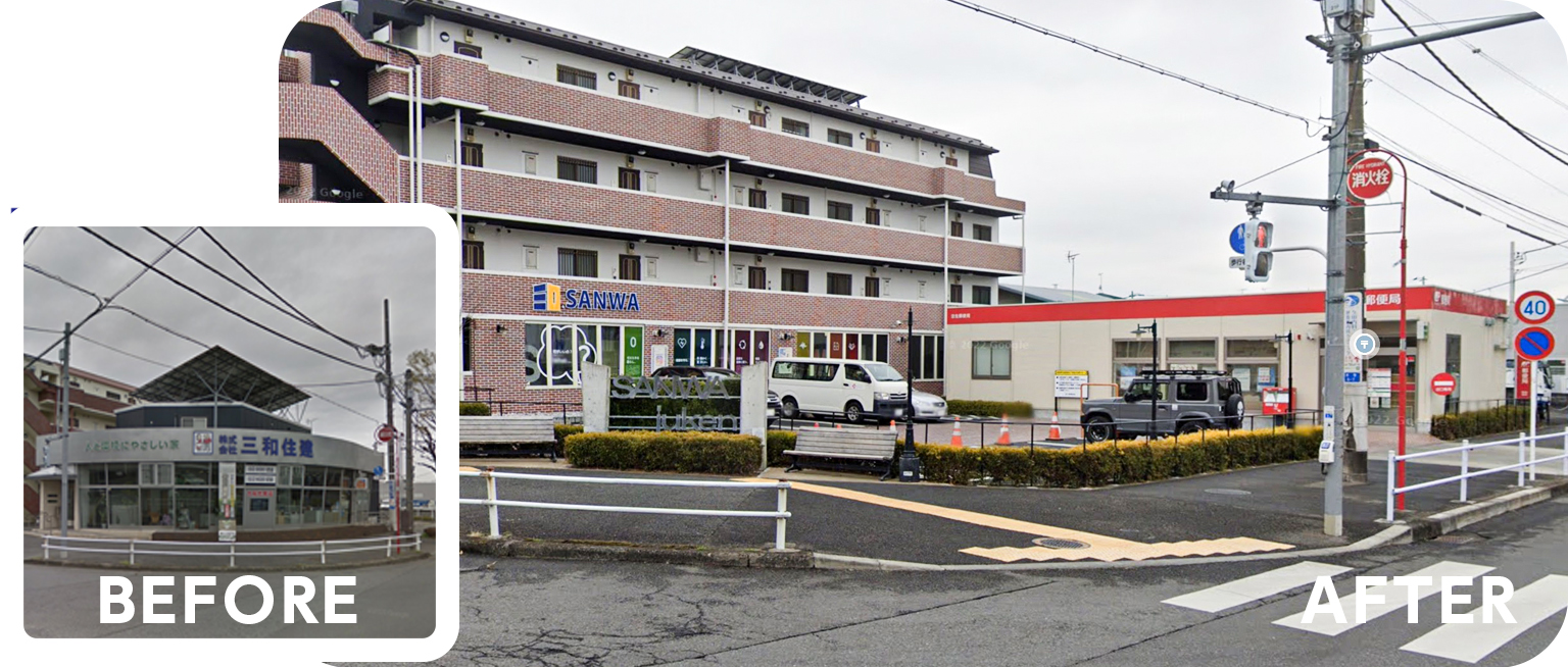 地域の願いを叶えた土地活用。<br>郵便局とコンビニで人の賑わいが増えた。